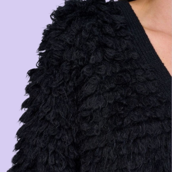 Mustard Seed Black Fuzzy Button Down Sweater. Size Small, Medium, Large - Picture 2 of 3